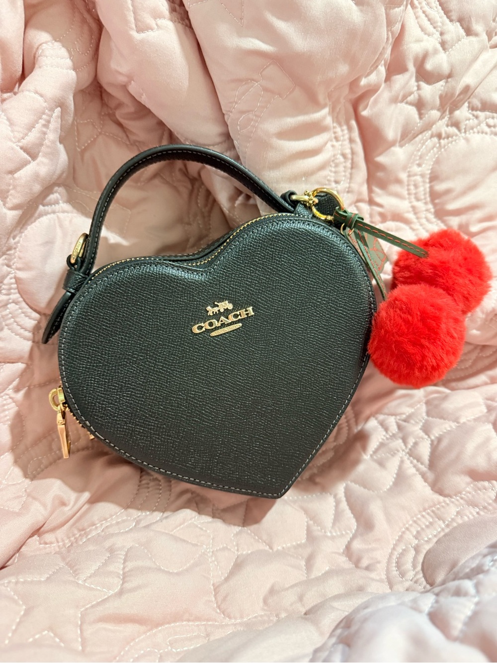 Coach Black Heart-Shaped Crossbody with Gold Hardware